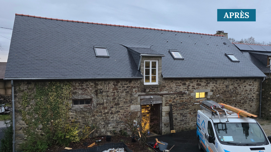 Résultat final d'une réfection totale de toiture en ardoise de A à Z à Maxilly-sur-Léman et Évian-les-Bains par SF Toiture.